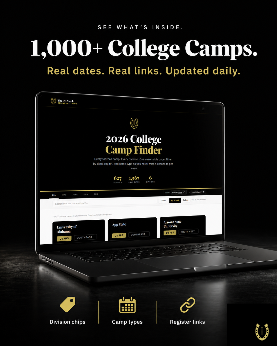 1,000+ college camps with real dates and links