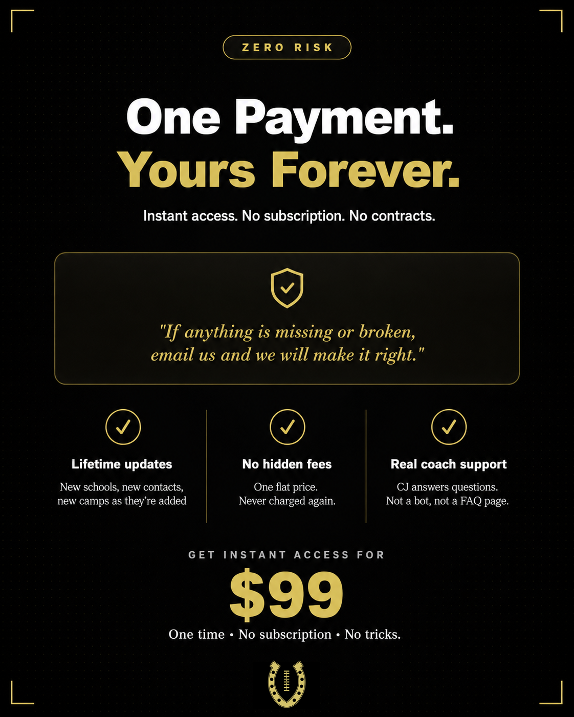 One payment, yours forever, zero risk guarantee
