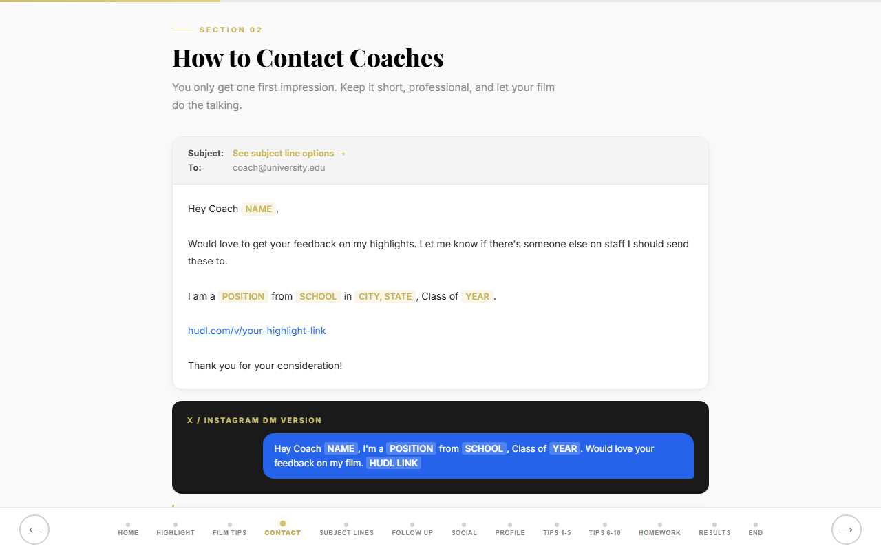 Outreach templates section of the recruiting guide